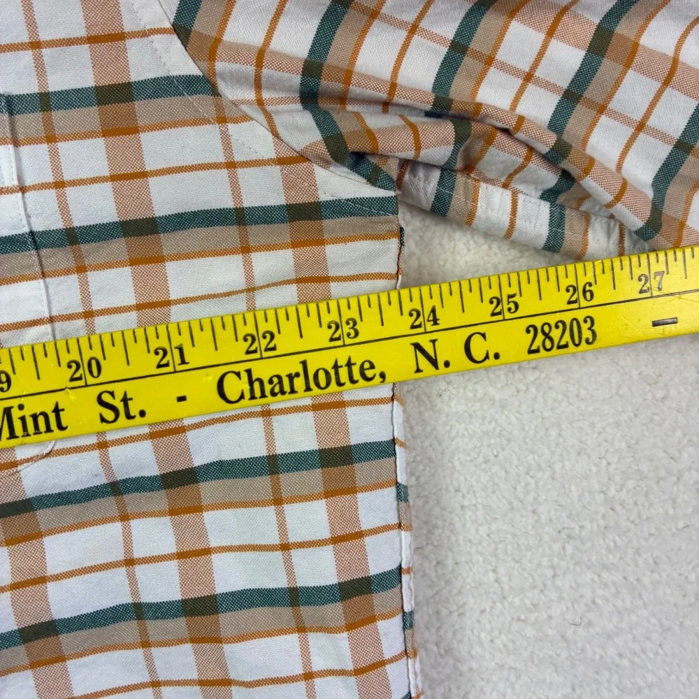J Crew Slim Fit Plaid Button Down Shirt Men's‎ Large Orange Green White Oxford